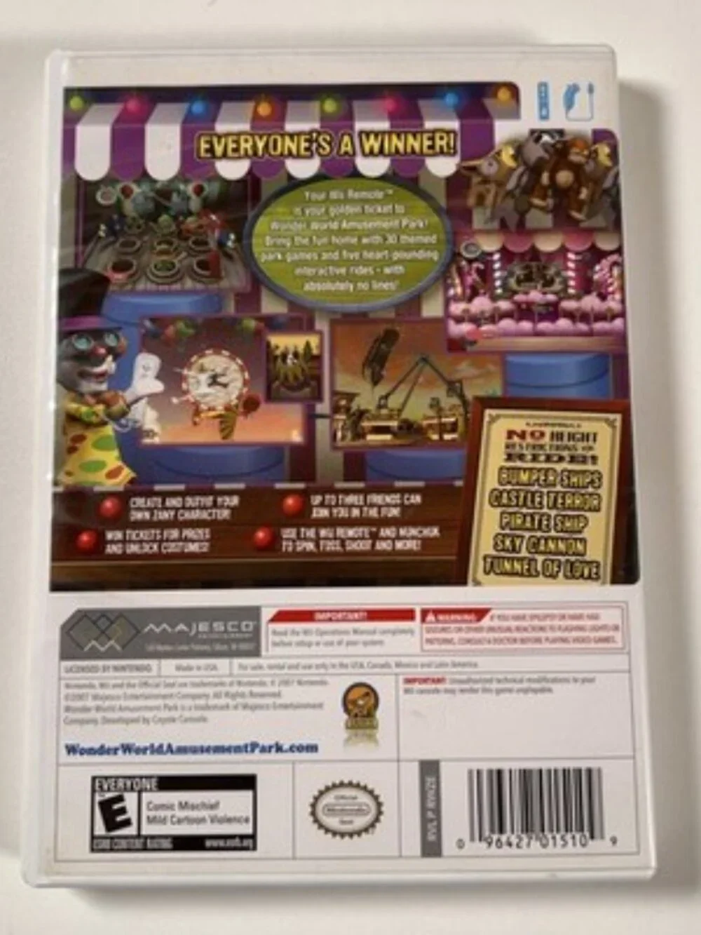 Wonder World Amusement Park Wii Complete in Box CIB TESTED